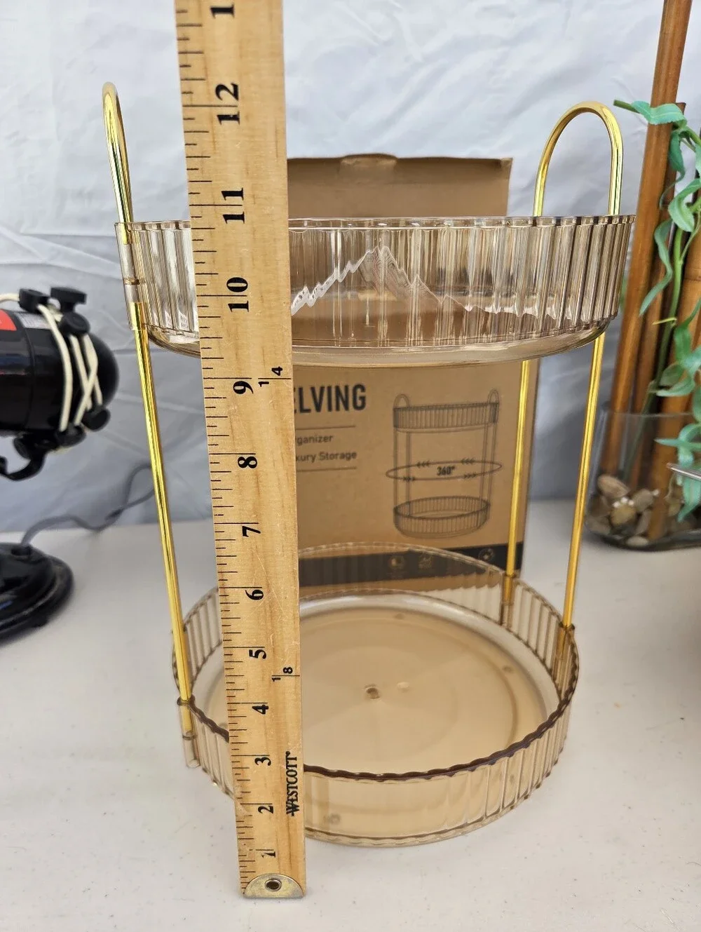 Gold Two-Tier 360 Rotating Home Cosmetic Organizer New